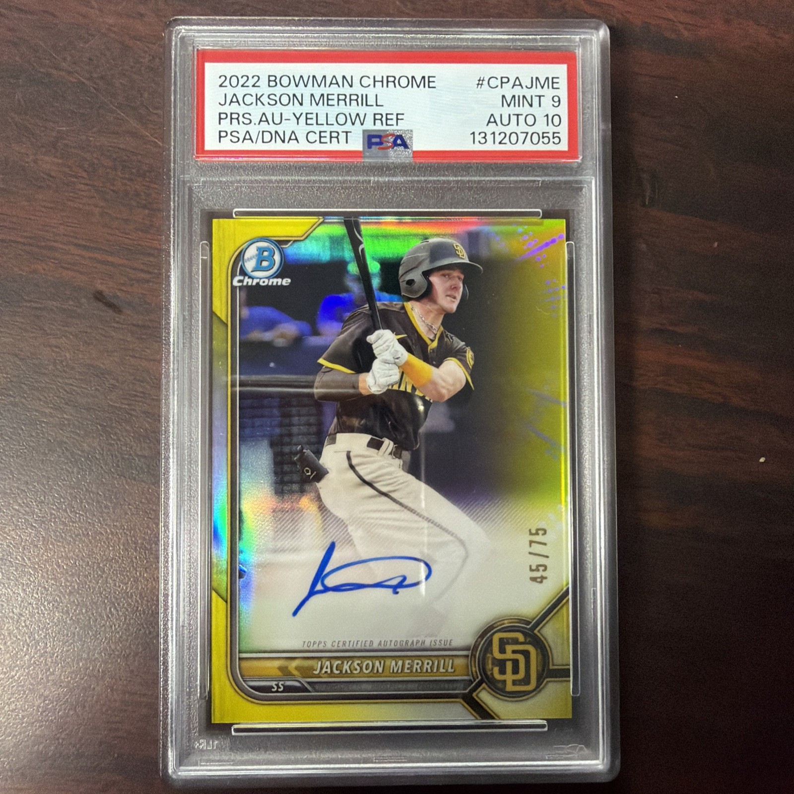 2022 BOWMAN CHROME  #CPAJME JACKSON MERRILL 45/75  AUTO Mint 9 Auto 10