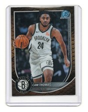 2025-26 Bowman Cam Thomas Card Chrome Reptilian Refractor Brooklyn Nets #BCV-59