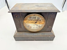 Antique Ansonia Cast Iron Mantel Clock, Heavy.  (0955)