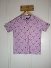 <!--F#f_0-->Waggle Men's Pink Golf Polo Shirt Sz Large Steer Skull All Over Print 3 Button<!--F/-->