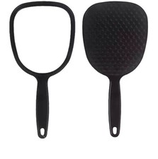 2x Hand Held Mirror Black Make Up Flat Barbers Hair Cutting Large Salon portable