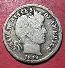 1899 US Barber SILVER Dime "Philadelphia" Mint! Good/VG! Old US Old Coin!