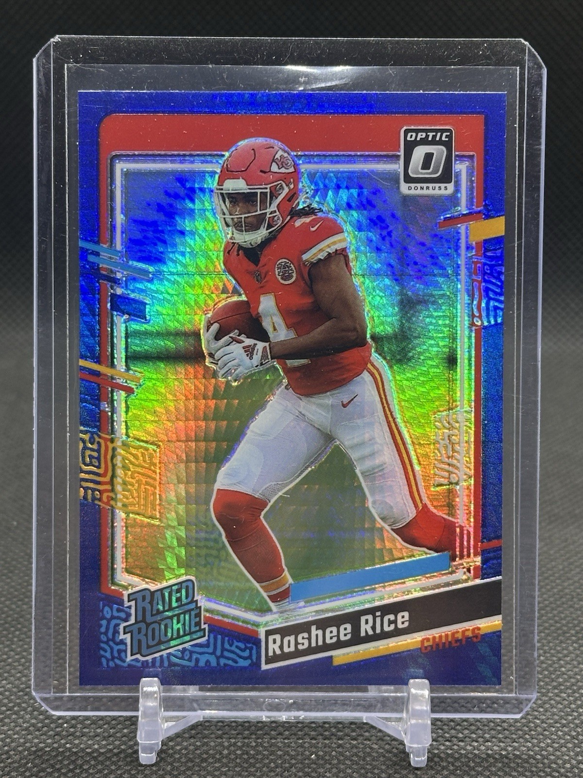 2023 Optic #257 Rashee Rice Rated Rookie Blue Hyper
