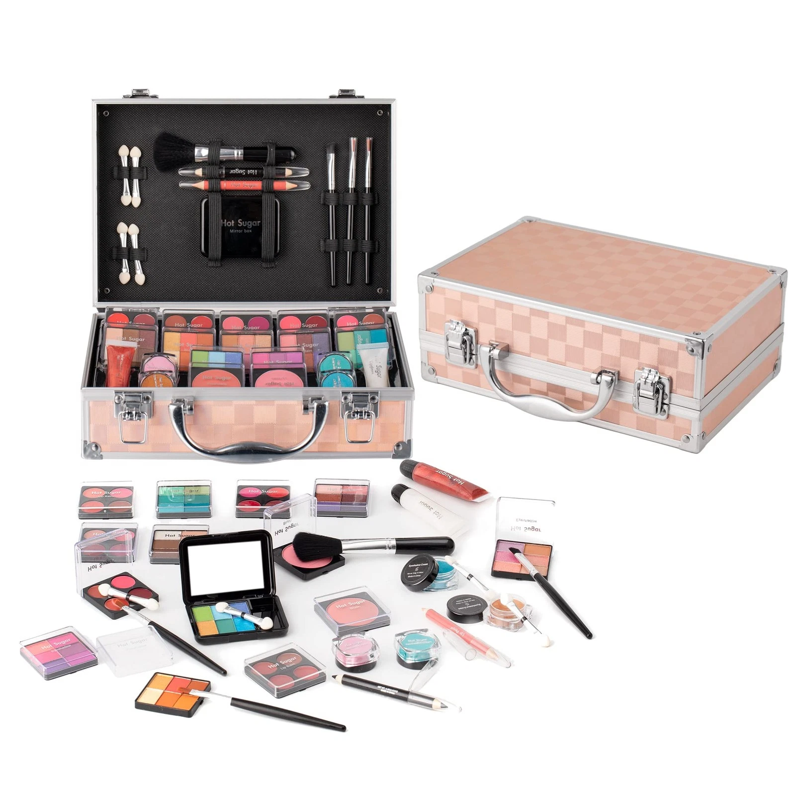 Hot Sugar Makeup Kit for Teenager Girls - 9.84 x 6.7 x 3.54 Inch, Gold Check