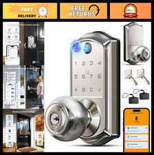 Smart Fingerprint Keypad Door Lock - Satin Nickel, App Control, Keyless Entry, A