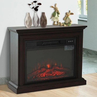 31 inch Dark Brown Electric Fireplace Heater Dimmable Flame Effect