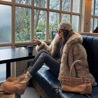 Women's Faux Fur Hooded Coat Thick Shaggy Winter Jacket Warm Overcoat
