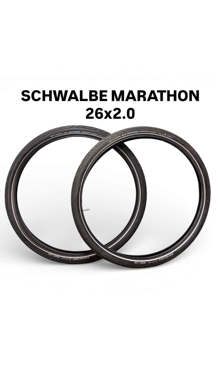 26x 2.0 Pack Of 2 Bicycle Tire Schwalbe Marathon Plus