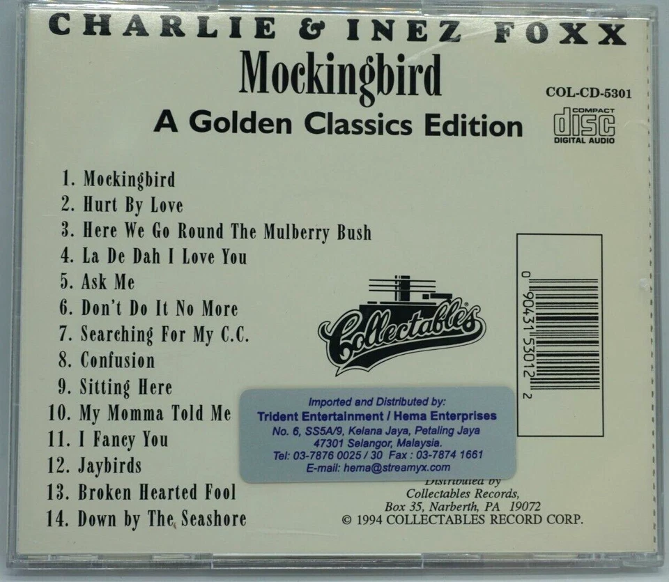 Charlie & Inez Foxx : Mockingbird  The Best Of CD Album - Golden Classics - RARE - Image 2 of 3