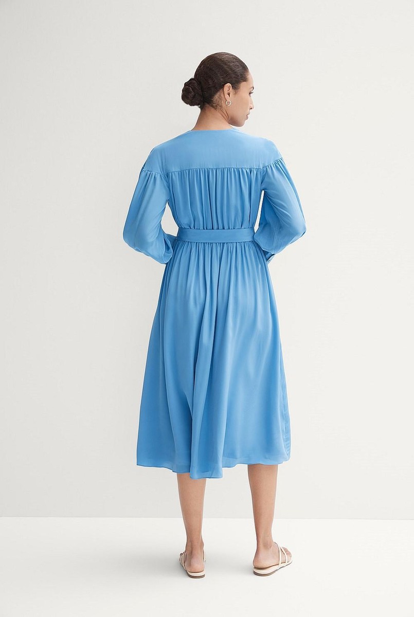 trenery silk dress Trenery Satin Chain Print Wrap Dress in Parchment