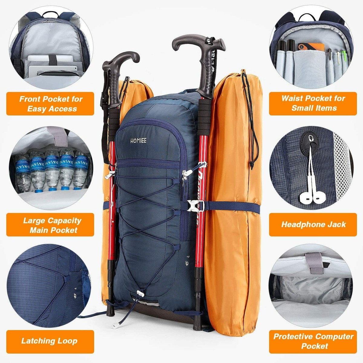 Lywencom Zaino da escursionismo, zaino ultraleggero impermeabile