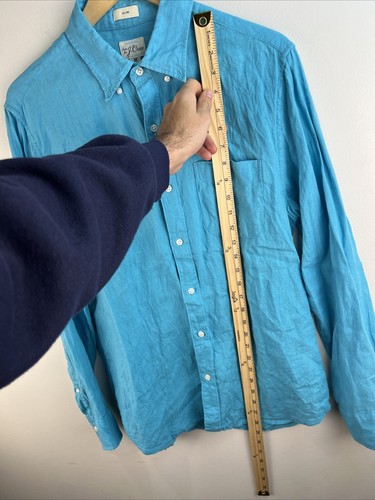 J Crew Hemd Erwachsene Medium L/S Button Down Blau Irish Linen Slim Herren A52 - Bild 7 von 9