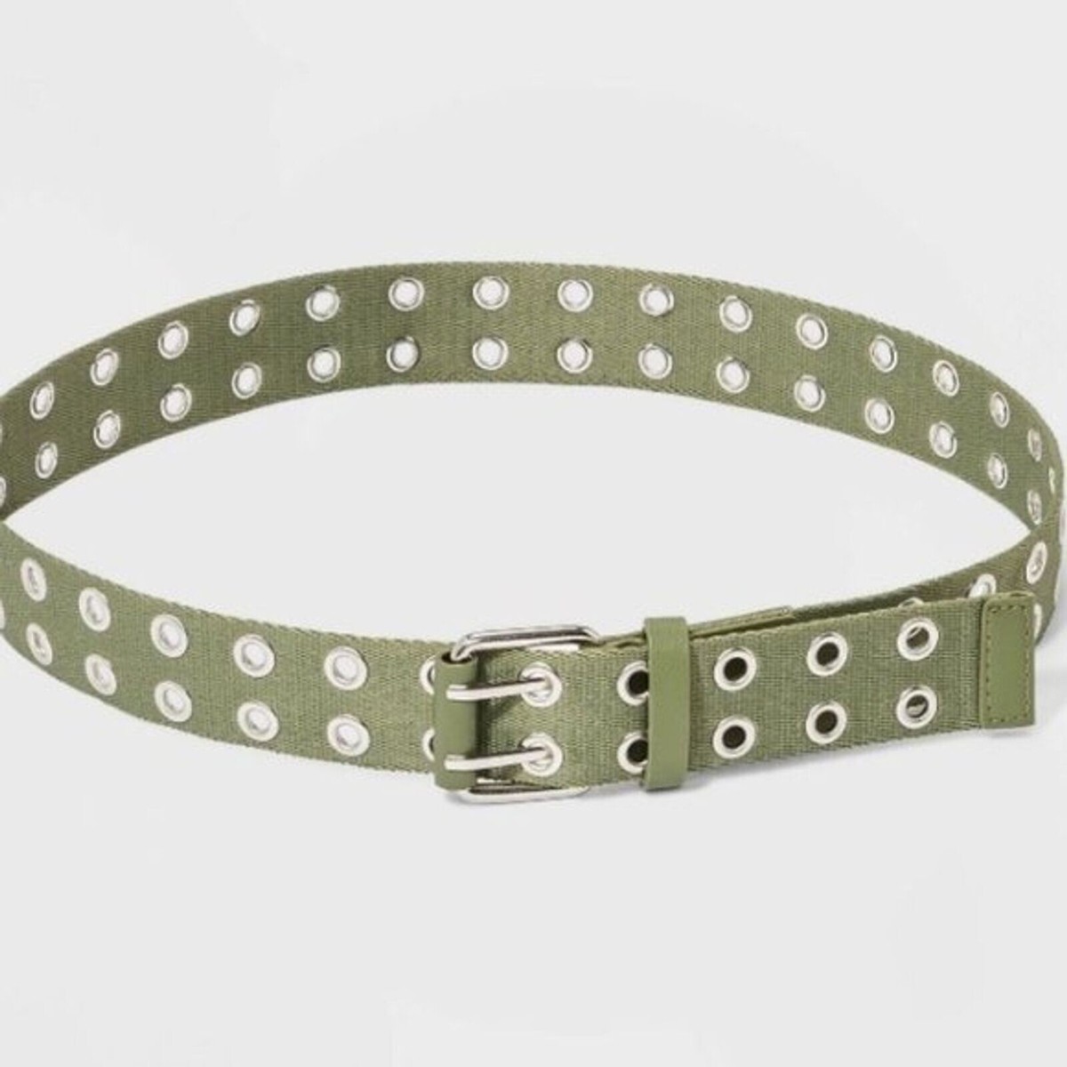 Anthropologie Olive Green Grommet Belt with Silver Hardware Anthropologie Green Belts for Women for sale | eBay main image 4