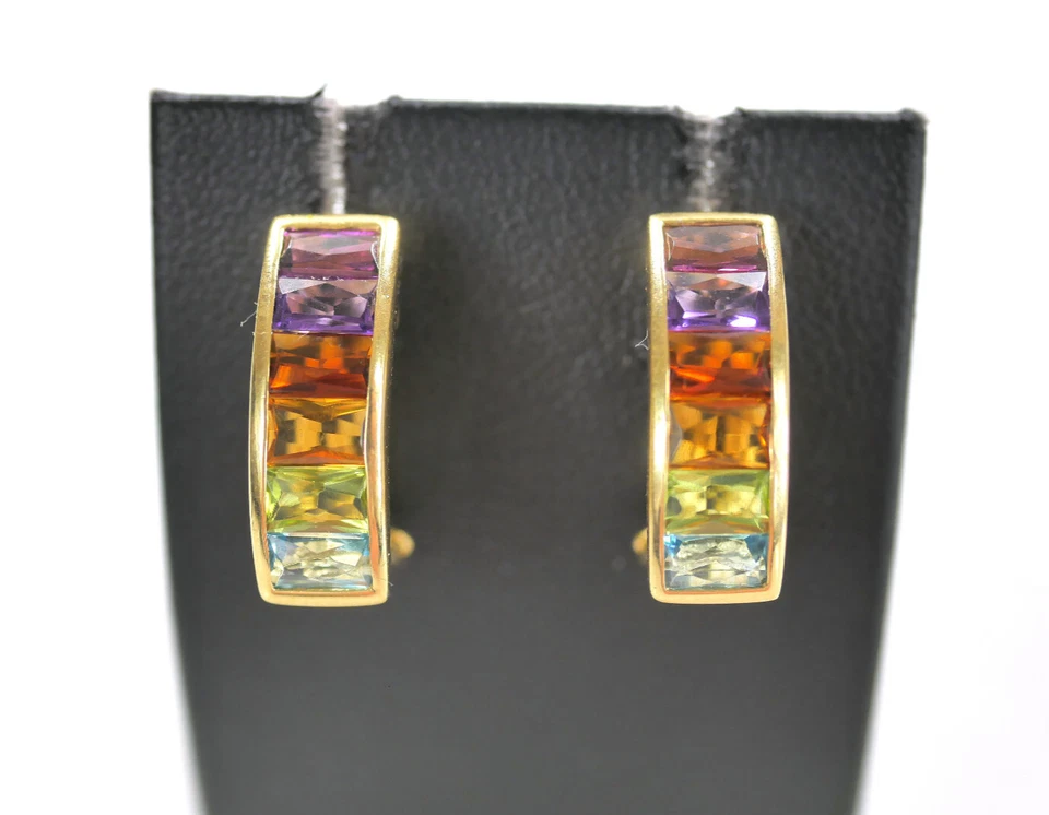 tolle Ohrringe "Regenbogen" - H. STERN - mit bunten Edelsteinen - 750er Gold 18K - Bild 4 von 4