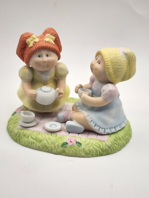 Vintage Tea For Two Girls Drinking Tea Cabbage Patch By Xavier Roberts 1984 Sign