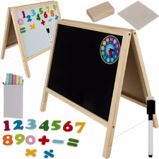 Lavagna Magnetica per Bambini in Legno Cavalletto con Gessetti Numeri Calamite