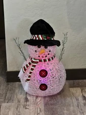 Magic Power snowman Christmas Decoration 18" Front Door Deco LED COLOR CHANGING