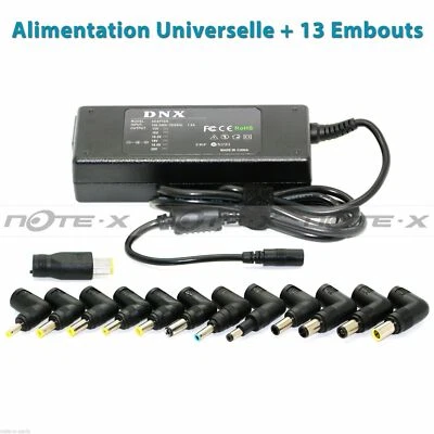 DNX Chargeur d'Alimentation Universel 70W Pour Ordinateur PC Portable + 13 Embouts