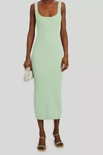 $538 Ronny Kobo Women's Green Etia Rib Knit Midi Dress Size M