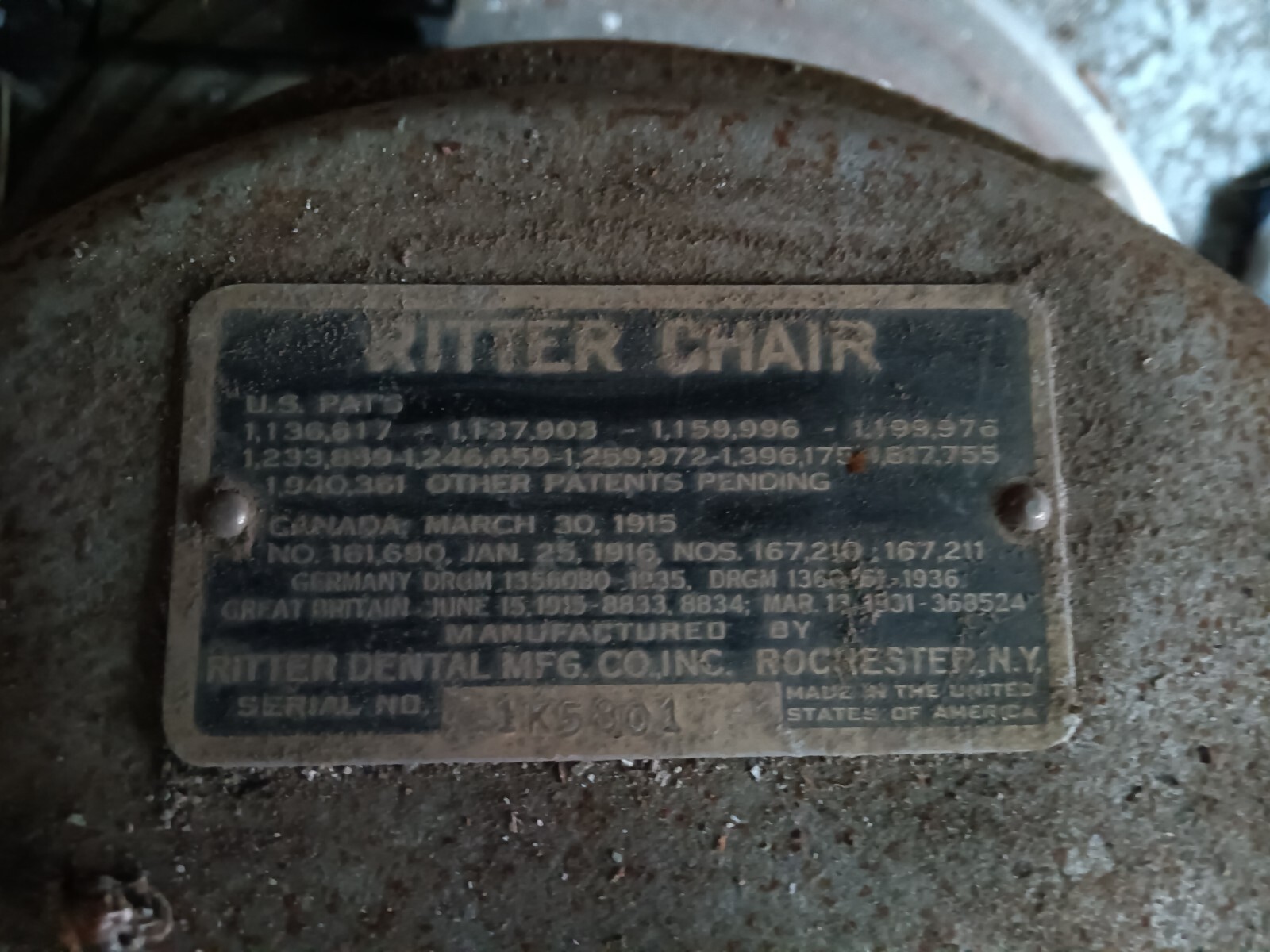 Vintage RITTER CHAIR Dental Chair eBay
