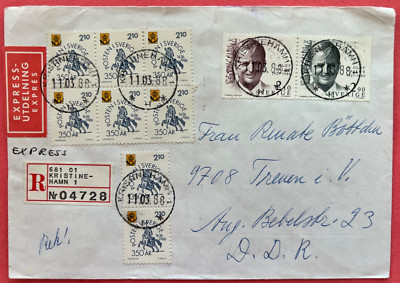 Express R-Brief, 1988, Mi. 1384-1385 MH u. 1381 MeF, Kristinehamn n Treuen gest.