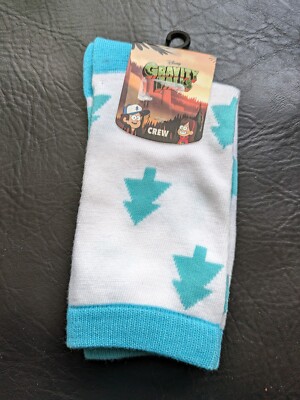 Disney XD Gravity Falls Crew Socks Shoe Sz 9 - 11 Blue White Tree Dipper Mable