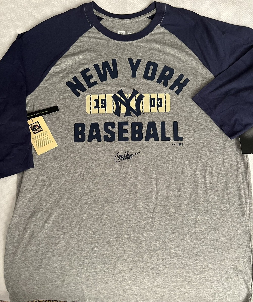 NY YANKEES RAGLAN SHIRT XL NIKE BASEBALL MLB 1903 COOPERSTOWN