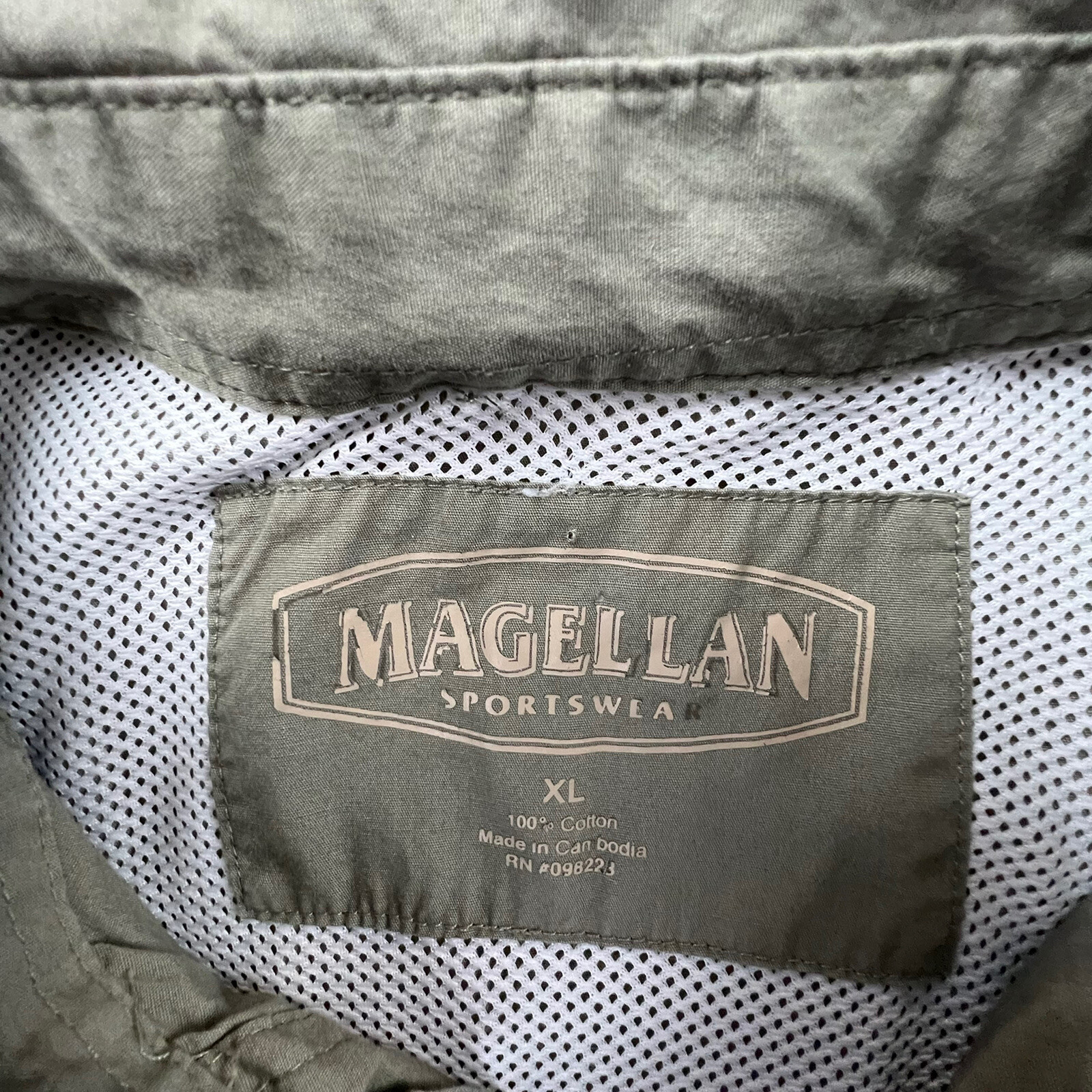 Magellan Mens Green Short Sleeve Button Down Vented F… Gem