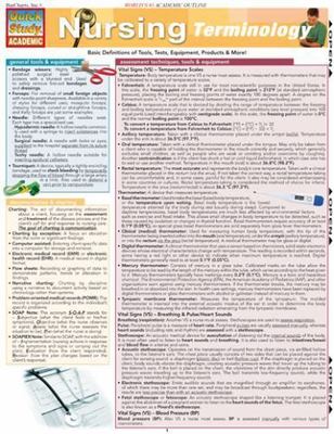 Nursing Terminology; Quick Study Academic - 1423208617, pamphlet, BarCharts, new