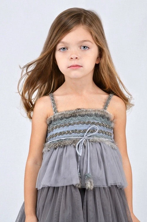 Vestido Luna Luna Exquisito Gris Niñas Tul Fiesta Cumpleaños 2T 3T 5/6 NUEVO Foto 3 de 3