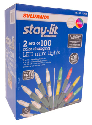 Sylvania Stay-Lit Color Changing Total 200 LED Mini Lights, In/Outdoor w/ Remote