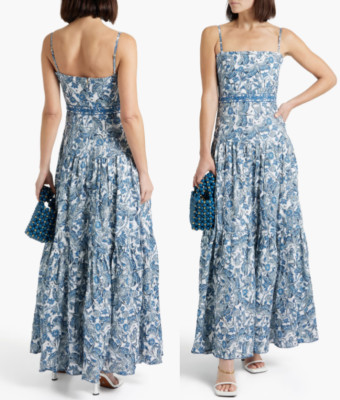 AGUA BY AGUA BENDITA Lima Dragonfly Noche Embellished Linen Maxi Dress  XS  $920