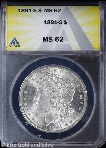 1891-S $1 Morgan Silver Dollar ANACS MS 62 | Uncirculated UNC