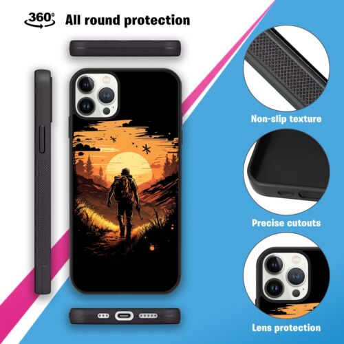 Custodia telefono gomma Sunset Mountain Hiking per iPhone X Samsung regalo amante dell'outdoor - Foto 2 di 13
