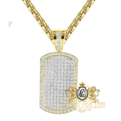 Mens 14k Yellow Gold Finish Simulated Diamond Unique Dog Tag - Main Image