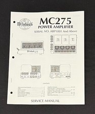 McIntosh MC275 MC-275 Power Amplifier Service Manual