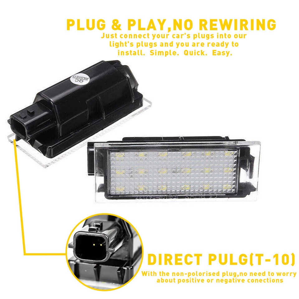 2pcs Number License Plate LED Bulb Lamp Fit Opel Movano Opel Vivaro