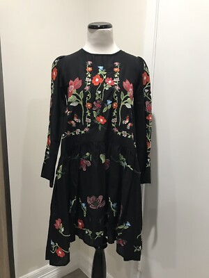 ebay zara embroidered dress ZARA Embroidered Dress Limited Edition, Beaded Applique, Size S, NWT $169 2024