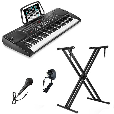 61 Tasten Elektronisches Lehrkeyboard Digital Musikpiano, Mikrofon + Ständer