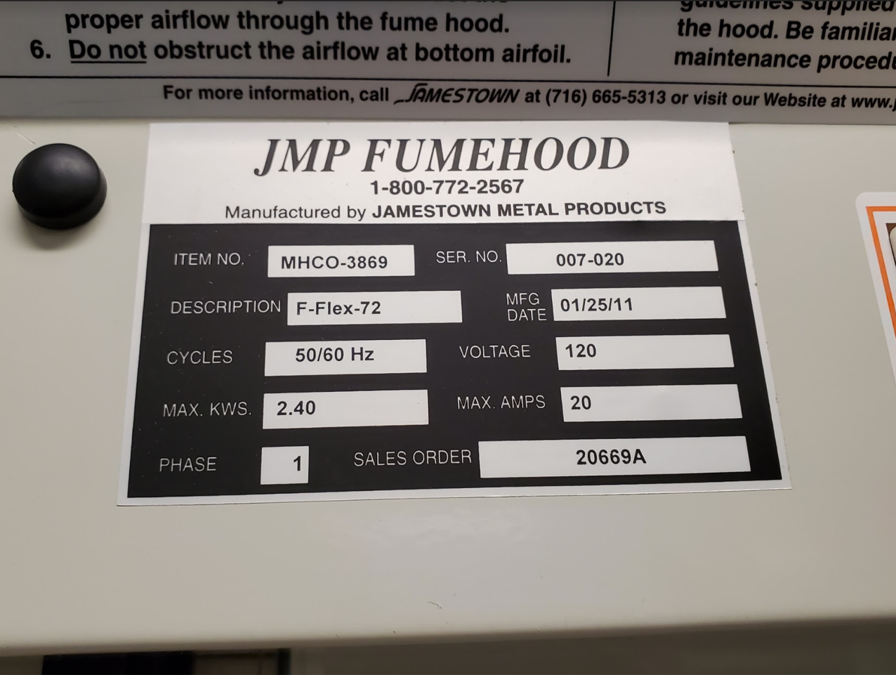 6' Jamestown JMP Chemical Benchtop Fume Hoods w/ Stands eBay