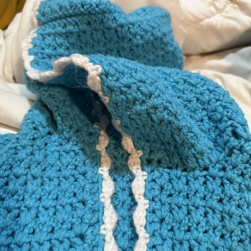 Handmade Knitted Child’s Girls Best Turquoise Color With Heart Pocket Sz 5-10 - Picture 5 of 6