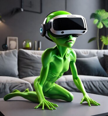 V.R Playing Aliens, Virtual Reality Aliens Wandkunst Größe A3