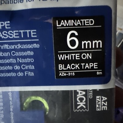 AZE TAPE Lot Of 18 White On Black 6 MM