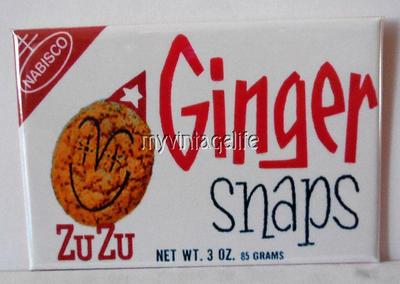 NABISCO ZUZU GINGER SNAPS COOKIES NOT FOOD 2'' x 3'' Fridge MAGNET vtg Art COOKIE