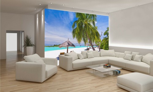Póster de papel personalizado de papel pintado de pared mural de Palm Beach decoración del océano tropical - Imagen 3 de 6
