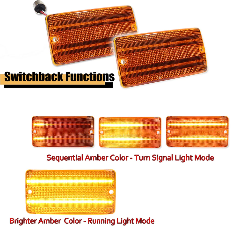 Lámpara de señal LED DRL de parachoques secuencial ámbar para Ford Bronco 1969-1977 Foto 2 de 4