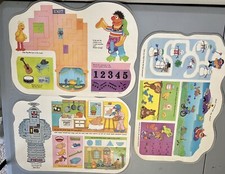 Lot-4 Vintage 1980s Sesame Street Muppets Playtime Activity Placemats  Childrens