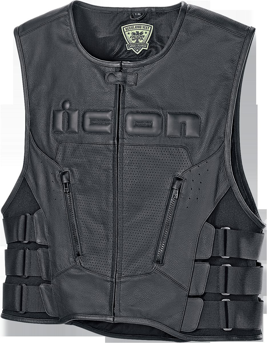 Icon Mens Black Leather Regulator Motorcycle Racing Riding D30  
