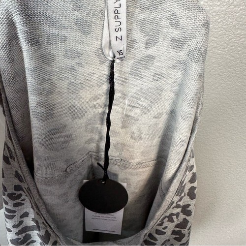 Felpa tunica Z SUPPLY donna nuova con etichetta Weekender manica lunga grigio leopardato taglia XS - Foto 5 di 12