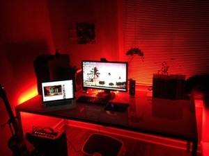 led light desk setup